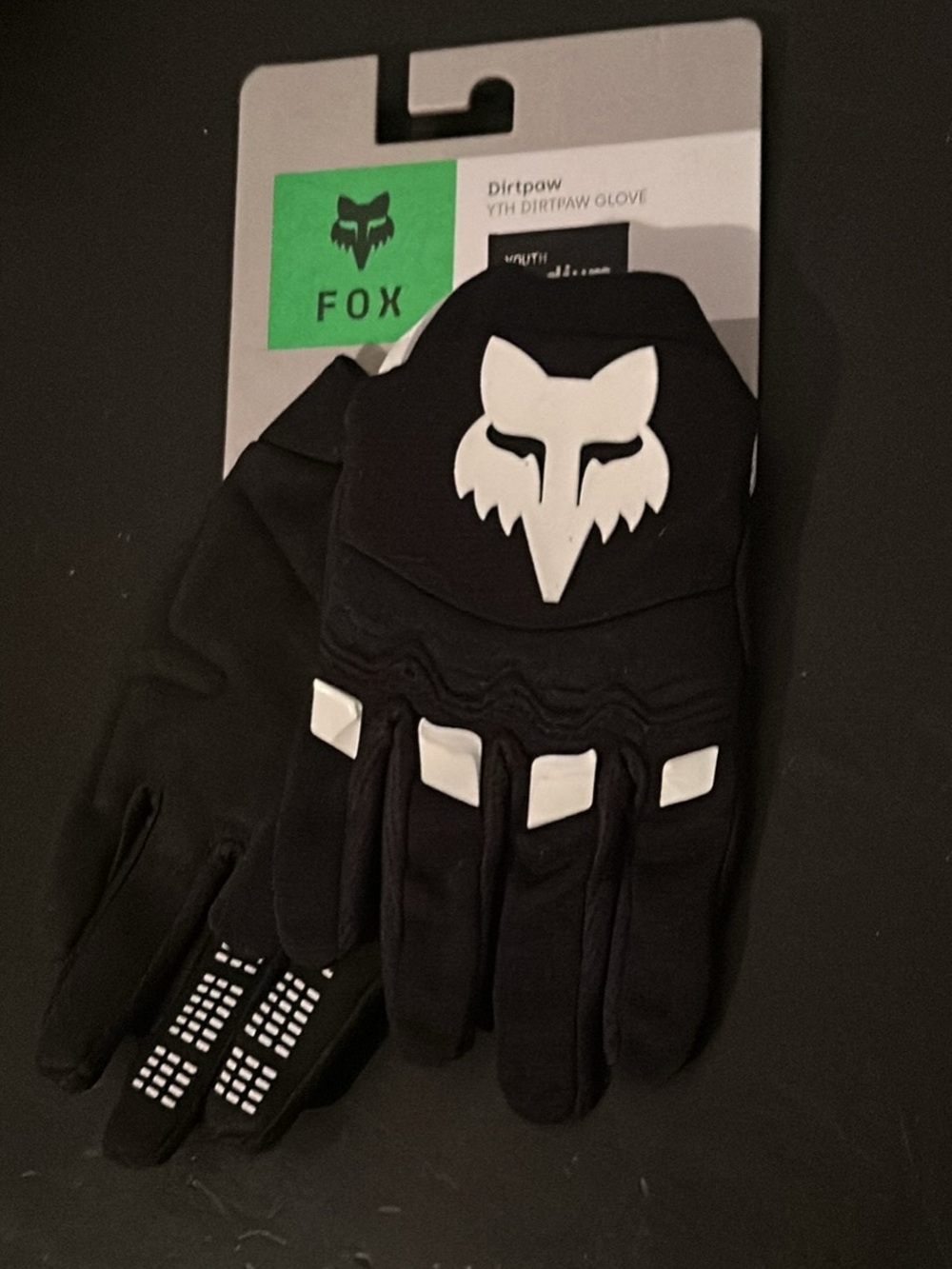 Fox Brand Motorcycle Dirt bike racing gloves — black white youth medium new nwt